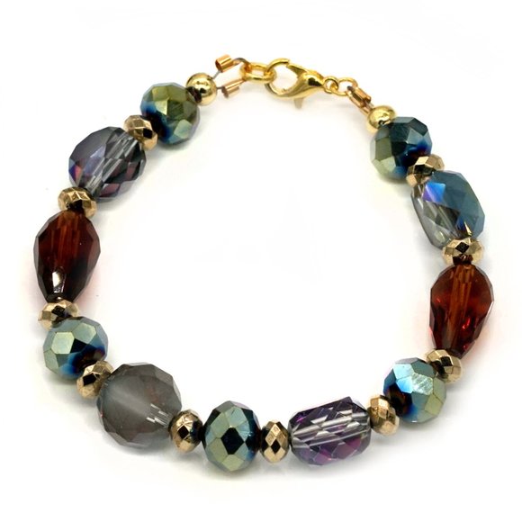 Bracelet with multicolor crystals and lobster clasp. - Picture 3 of 3